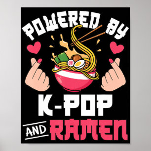 Drivs av K-Pop och Ramen Cute Kpop Music Anime L Poster