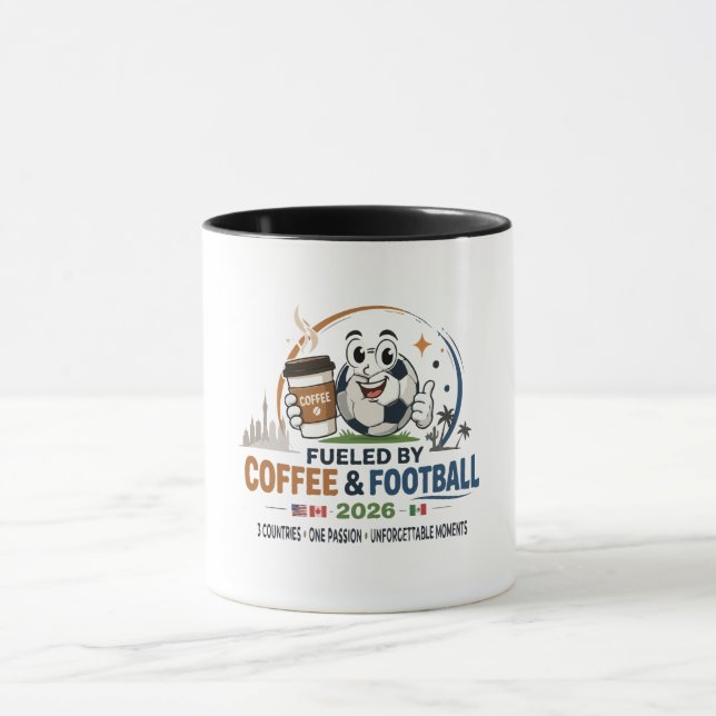 Drivs av kaffe & fotboll 2026 mugg (Center)