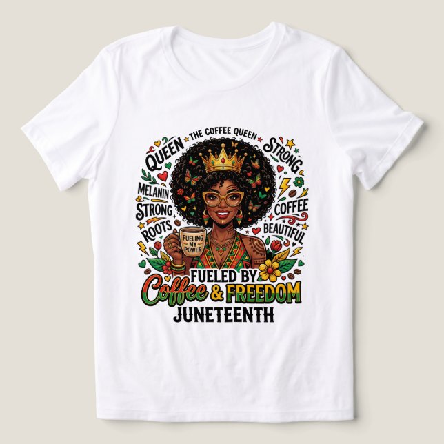 Drivs Av Kaffe & Frihet Juneteenth Tröja – Mela (Design Framsida)