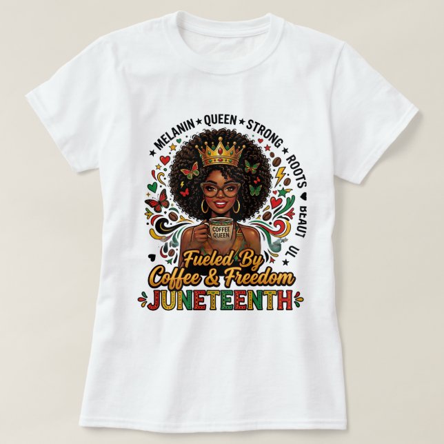 Drivs Av Kaffe & Frihet Juneteenth Tröja – Mela (Design framsida)