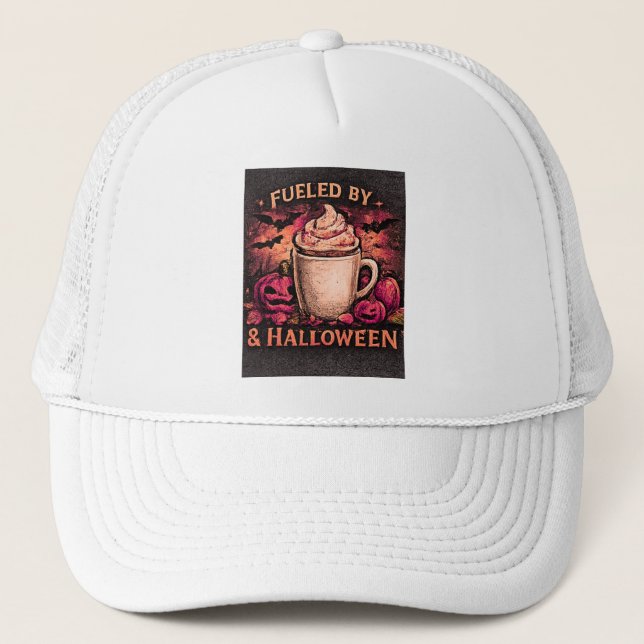 Drivs Av Kaffe & Halloween Höst Hatt Keps (Framsida)