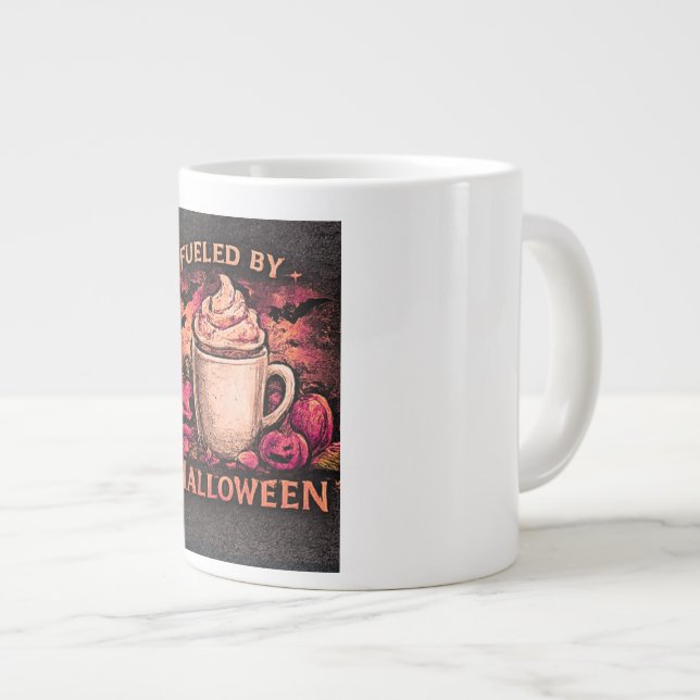 Drivs Av Kaffe & Halloween Rolig Kaffe Mugg Jumbo Mugg (Framsida höger)