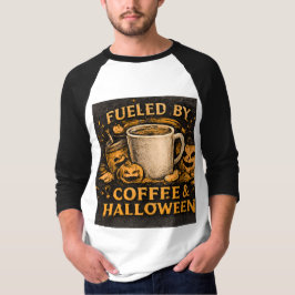 Drivs Av Kaffe & Halloween Roligt Höst Grafisk T Shirt