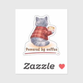 "Drivs av kaffe" Katt som håller en kopp kaffe Klistermärken