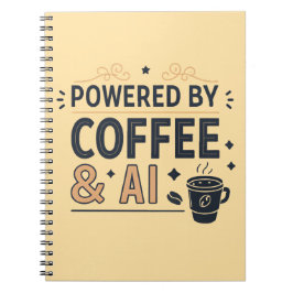 Drivs av kaffe och AI Retro Tech Vector Anteckningsbok