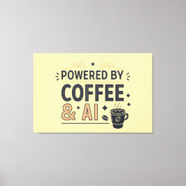 Drivs av kaffe och AI Retro Tech Vector Canvastryck