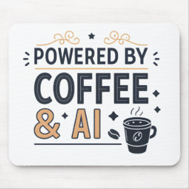 Drivs av kaffe och AI Retro Tech Vector Musmatta