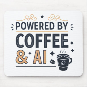 Drivs av kaffe och AI Retro Tech Vector Musmatta