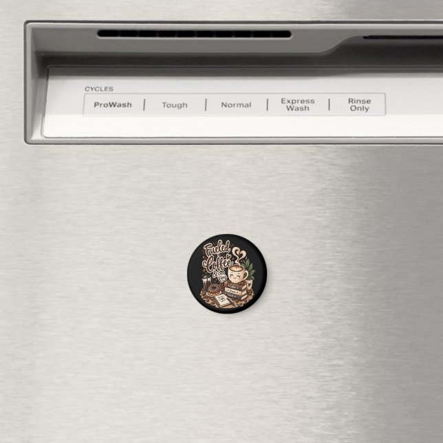 Drivs av kaffe och bra vibrationer – söt kaffefant magnet (In Situ (Dishwasher))