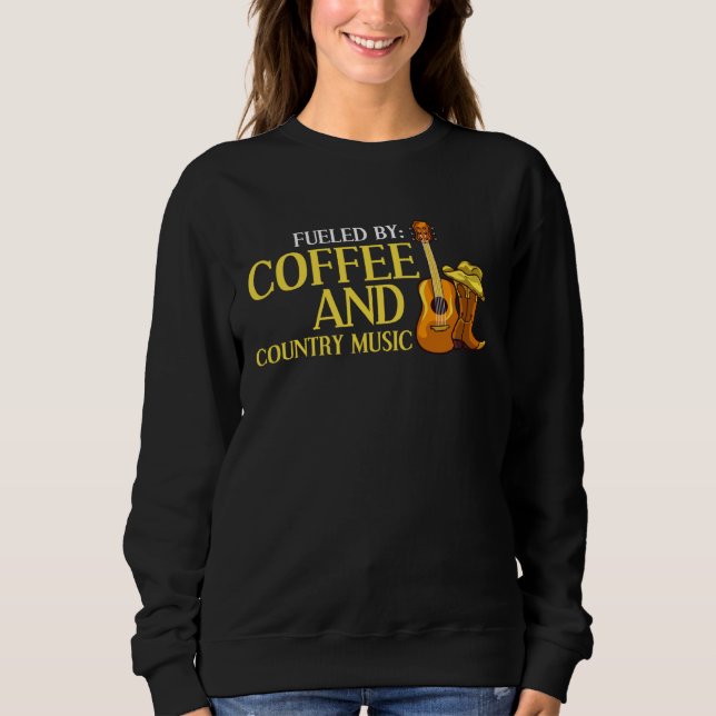 Drivs av kaffe och countrymusik present sång Weste T Shirt (Framsida)