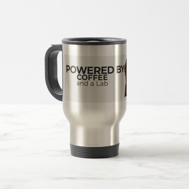 Drivs av kaffe och ett rostfritt resmugg från Lab Resemugg (Framsida vänster)
