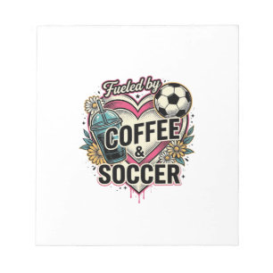 Drivs Av Kaffe Och Fotboll Vintage T-Shirt Design_ Anteckningsblock