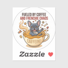 Drivs av kaffe och fransk kaos Söt fransk bulldog Klistermärken