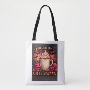 Drivs av kaffe och Halloween Roligt  Tygkasse