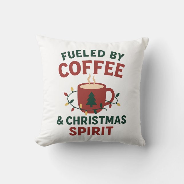 Drivs av kaffe och julstämning kudde (Framsida)