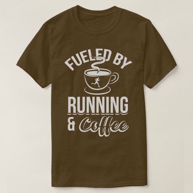 Drivs av kaffe och kaffe t shirt (Design framsida)