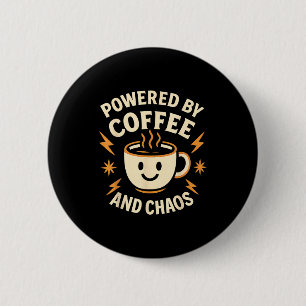 Drivs av kaffe och kaos Roligt Adhd Kaffe kärlek Knapp