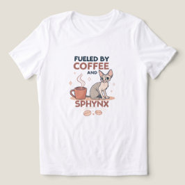 Drivs av kaffe och konst på sphynxkatter t shirt