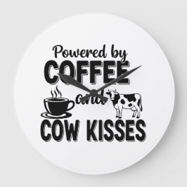 Drivs av kaffe och kosskyar stor klocka