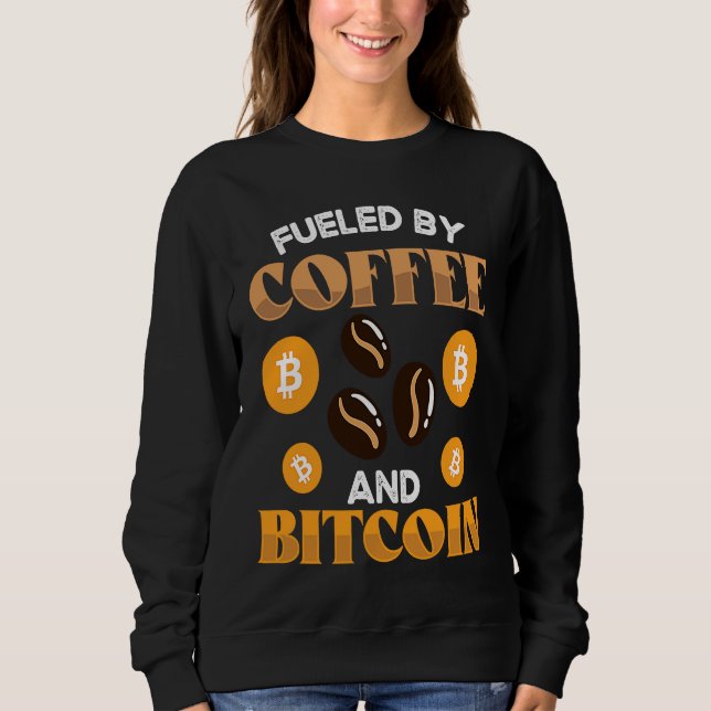 Drivs av kaffe och krypto kryptovaluta Blockkedja T Shirt (Framsida)
