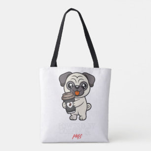 Drivs av kaffe och mopsar Söt mops hund Tygkasse