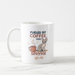 Drivs av kaffe och Sphynx-kattkonst Kaffemugg