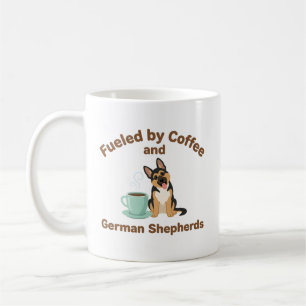 Drivs av kaffe och tyska herdehundar Hundälskare Kaffemugg