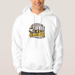 Drivs av kaffe och volt rolig elektriker hoodie