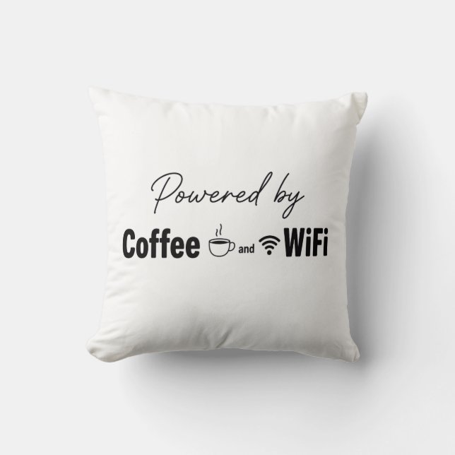 drivs av kaffe och wifi rolig citat kast kudde (Framsida)