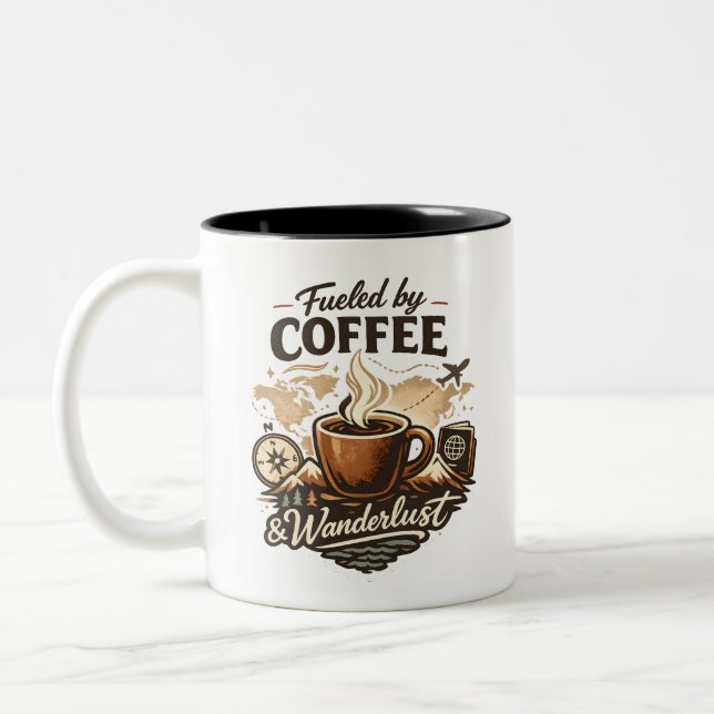 Drivs av Kaffe & Reslust Två-Tonad Mugg (Vänster)