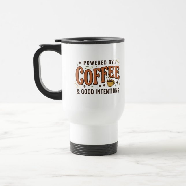 Drivs av kaffe Retro 70-tals typografi Resemugg (Vänster)