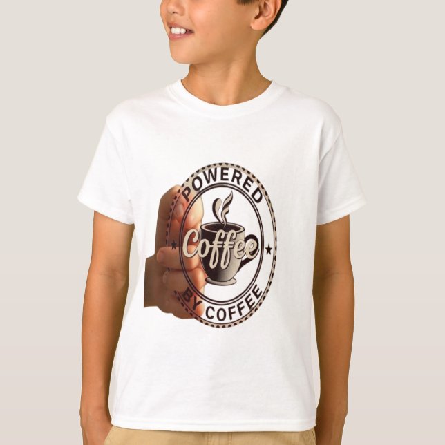 Drivs av kaffe" Rolig barn-grafik T Shirt (Framsida)