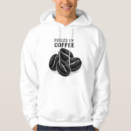 Drivs av kaffe – Rolig design för kaffebönner Hoodie