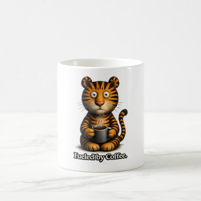 🐯☕ ”Drivs av kaffe” Tiger-mugg 🔥🧡 Kaffemugg (Center)
