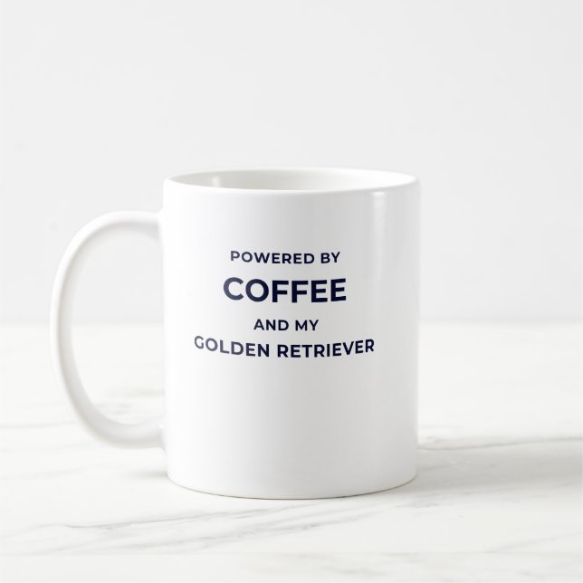 Drivs av kaffe... - Vit mugg (Vänster)
