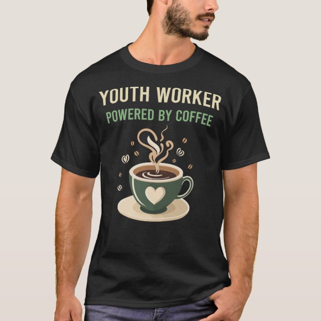Drivs av kaffearbetare t shirt (Framsida)