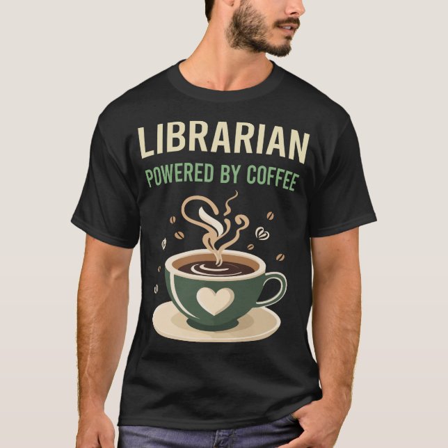 Drivs av kaffebibliotekarien t shirt (Framsida)