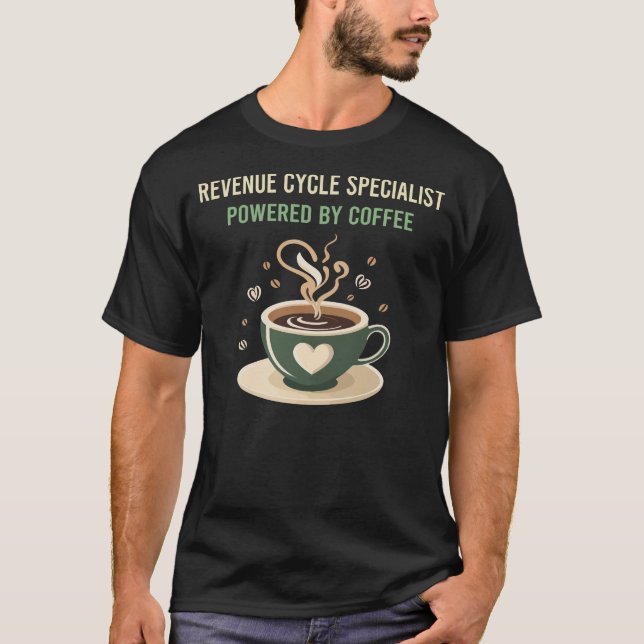 Drivs av kaffeinkomstcykelspecialist t shirt (Framsida)