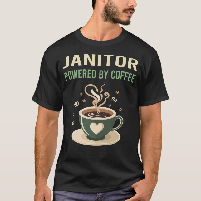 Drivs av kaffeinredaktör t shirt (Framsida)