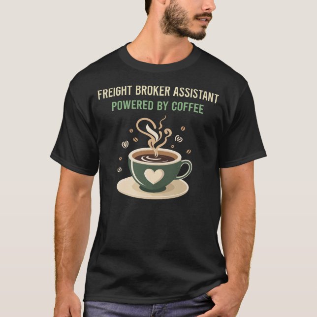 Drivs av kaffemäklarassistenten t shirt (Framsida)
