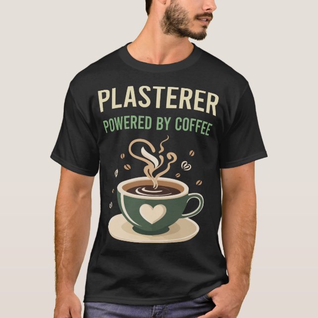 Drivs av kaffemateriet t shirt (Framsida)