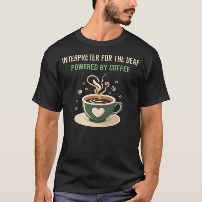 Drivs av kaffetekniker för Dövet T Shirt (Framsida)
