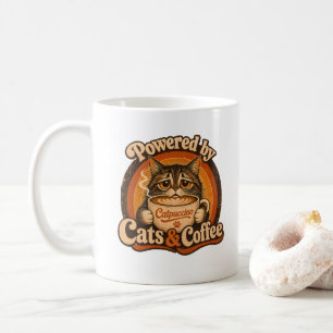 Drivs av katter och kaffe Vintage present till kat Kaffemugg