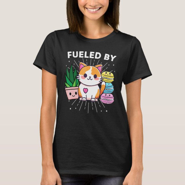 Drivs Av Katter Växter Macaroons Roligt T Shirt (Framsida)
