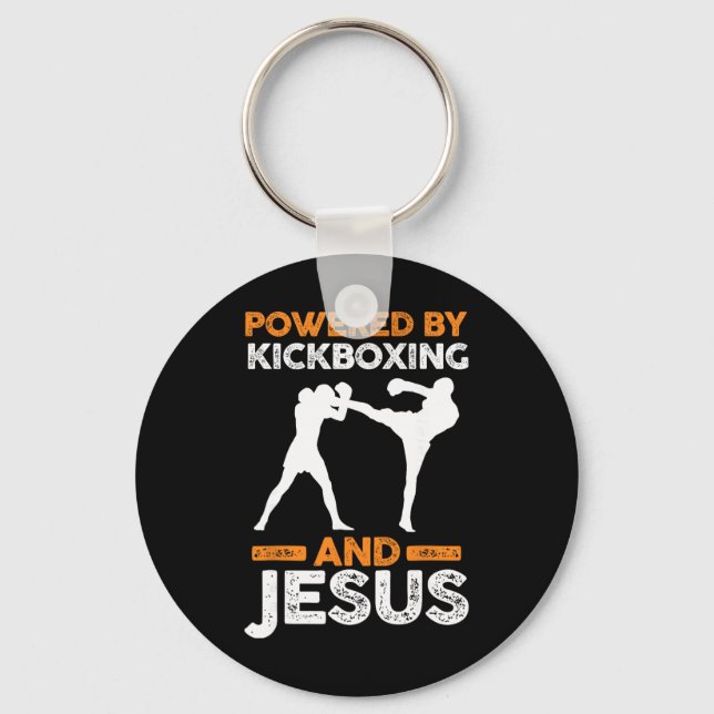 Drivs av kickboxning och Jesus Nyckelring (Framsida)