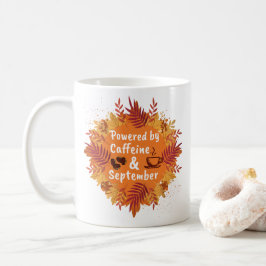 Drivs av koffein och september kaffemugg