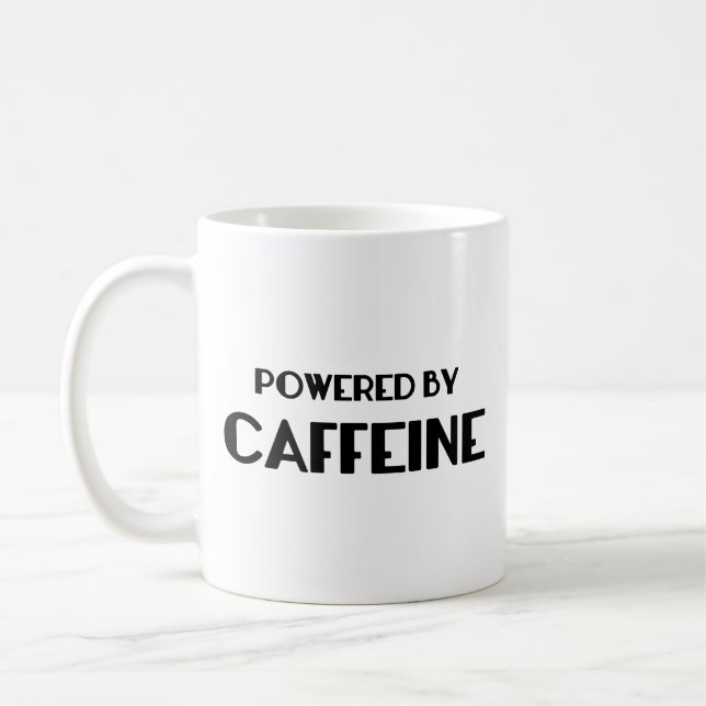 Drivs av koffeinkaffe Mugg (Vänster)