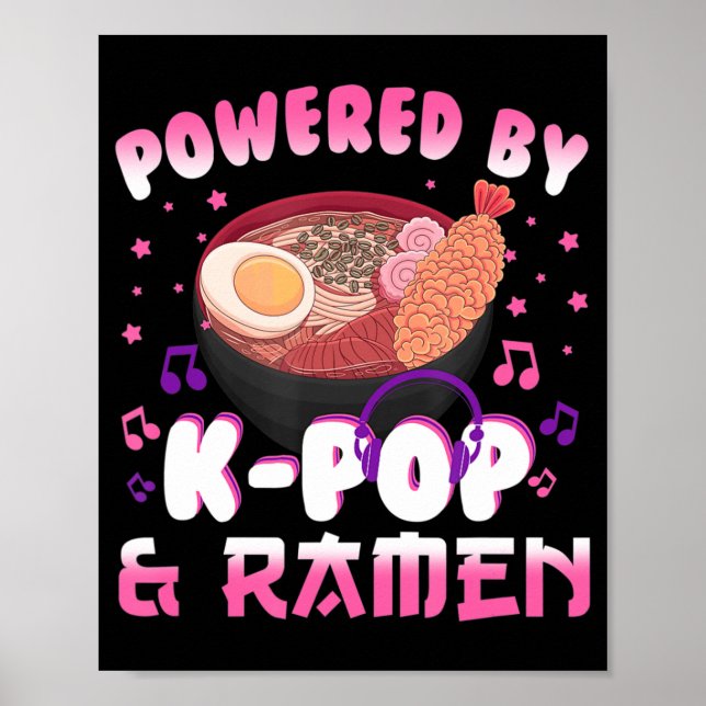 Drivs av Kpop och Ramen Kpop Kawaii Anime Gift G Poster (Framsidan)