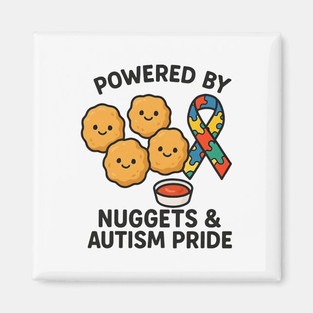 Drivs Av Kycklingbitar Och Autism Pride Män Kvinno Magnet (Framsidan)