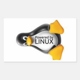 Drivs av Linux Rektangulärt Klistermärke